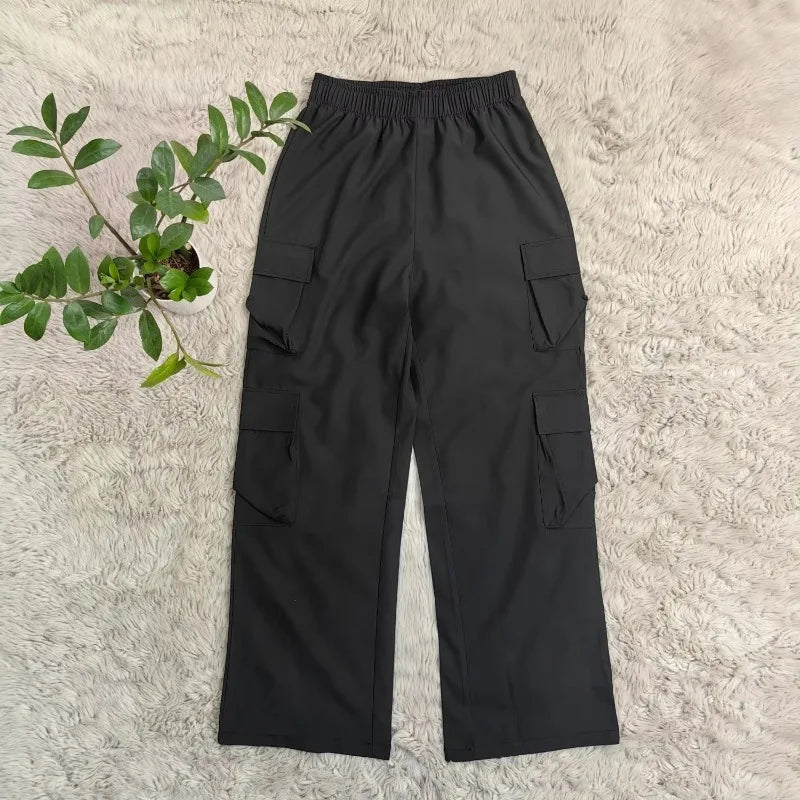 Nouveau pantalon Cargo droit femmes taille haute Baggy pantalon décontracté jambe large mince Vintage Y2K Streetwear poche mode pantalons décontractés