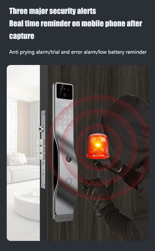 Tuya App serrure intelligente maison antivol porte serrure d'empreintes digitales avec caméra mot de passe serrure grande serrure de porte