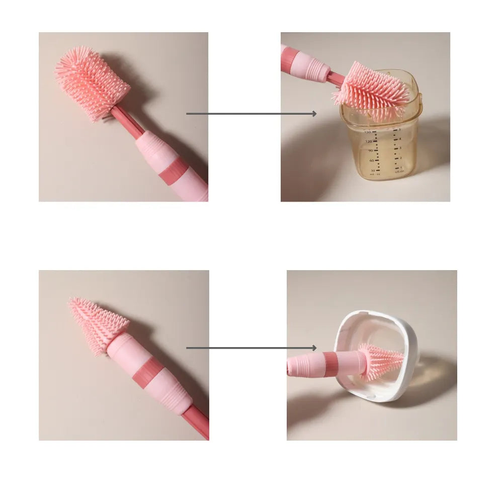Ensemble de nettoyage de biberons 4 en un, brosse à sucette portable en Silicone, brosse en paille, rinçage de biberon rotatif à 360 degrés