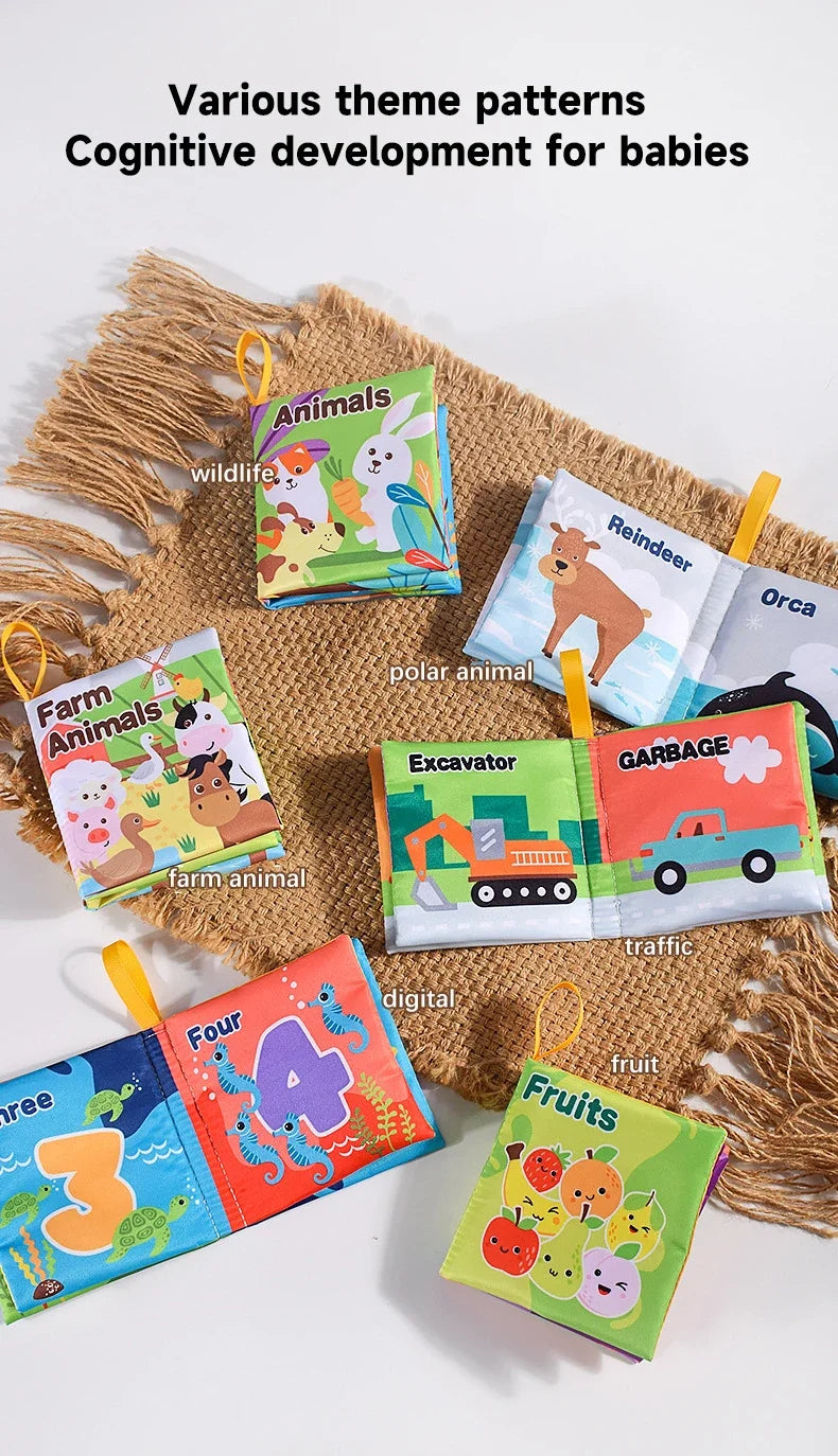 Livre de grillades doux pour enfants, jouets pour enfants précoces, son de bruissement, fruits, nombres d'animaux, moyens de transport alimentaires