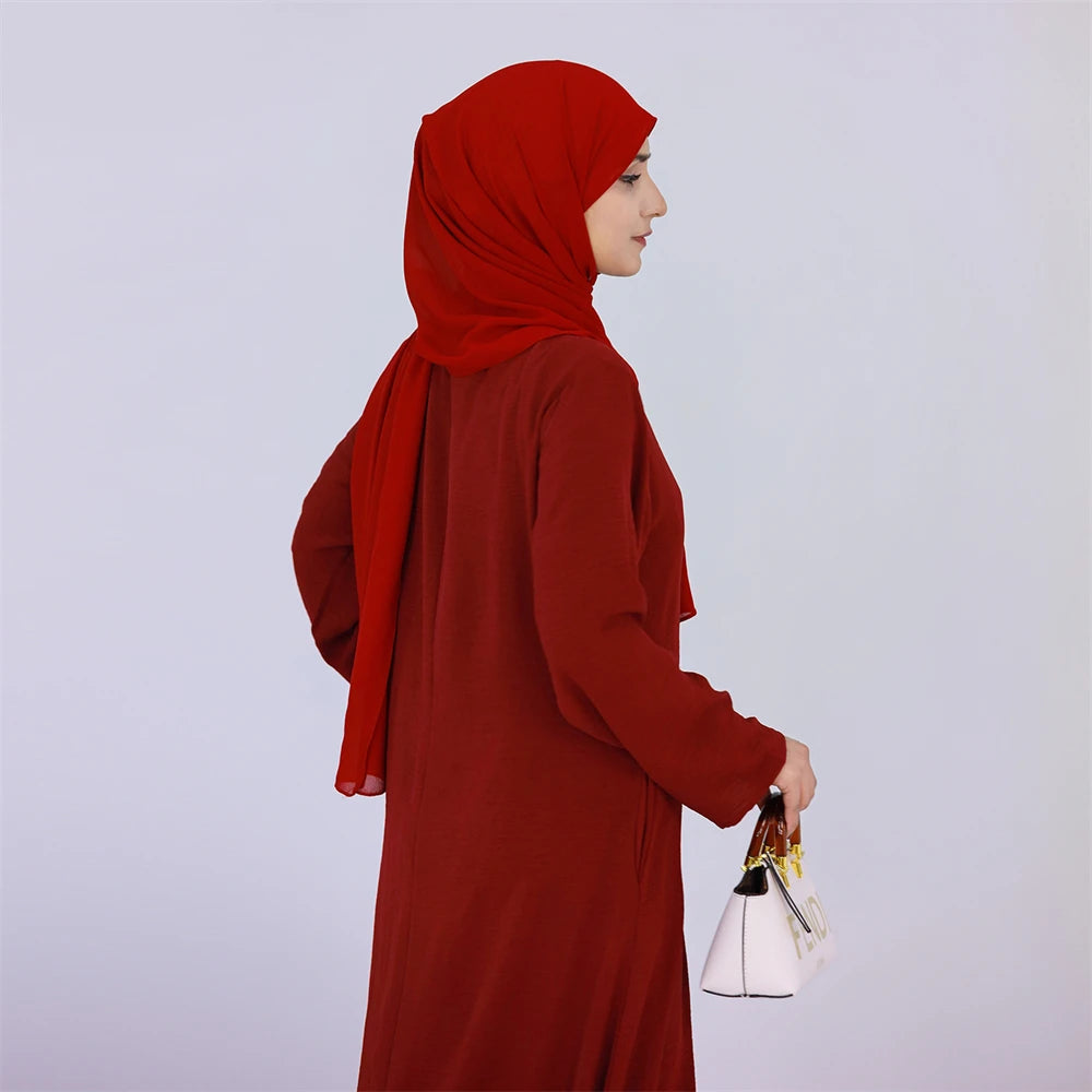 Noir blanc rose solide dubaï modeste sous Robe Abaya Islam caftan musulman avec poches robes pour femmes Robe Femme Musulmane