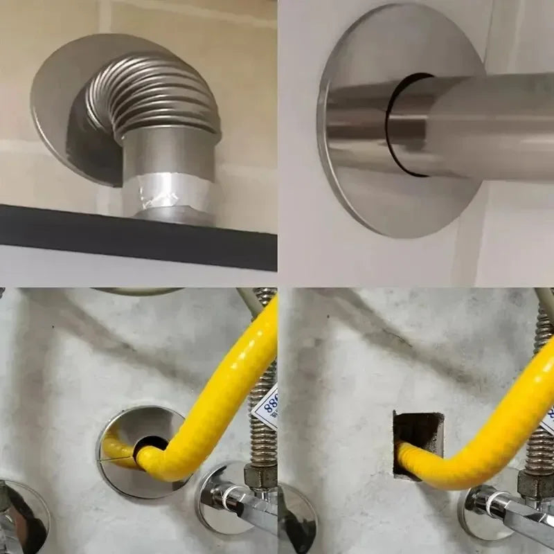 Couvercle décoratif de robinet auto-adhésif en acier inoxydable, 1 pièce, finition chromée pour tuyau d'eau, couvercles muraux, accessoires de salle de bains