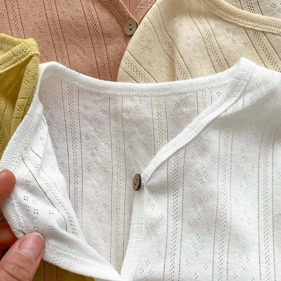 Veste d'été légère à manches longues pour enfants, vêtements pour tout-petits, cardigan solide pour documents, vêtements décontractés coréens pour bébés garçons et filles