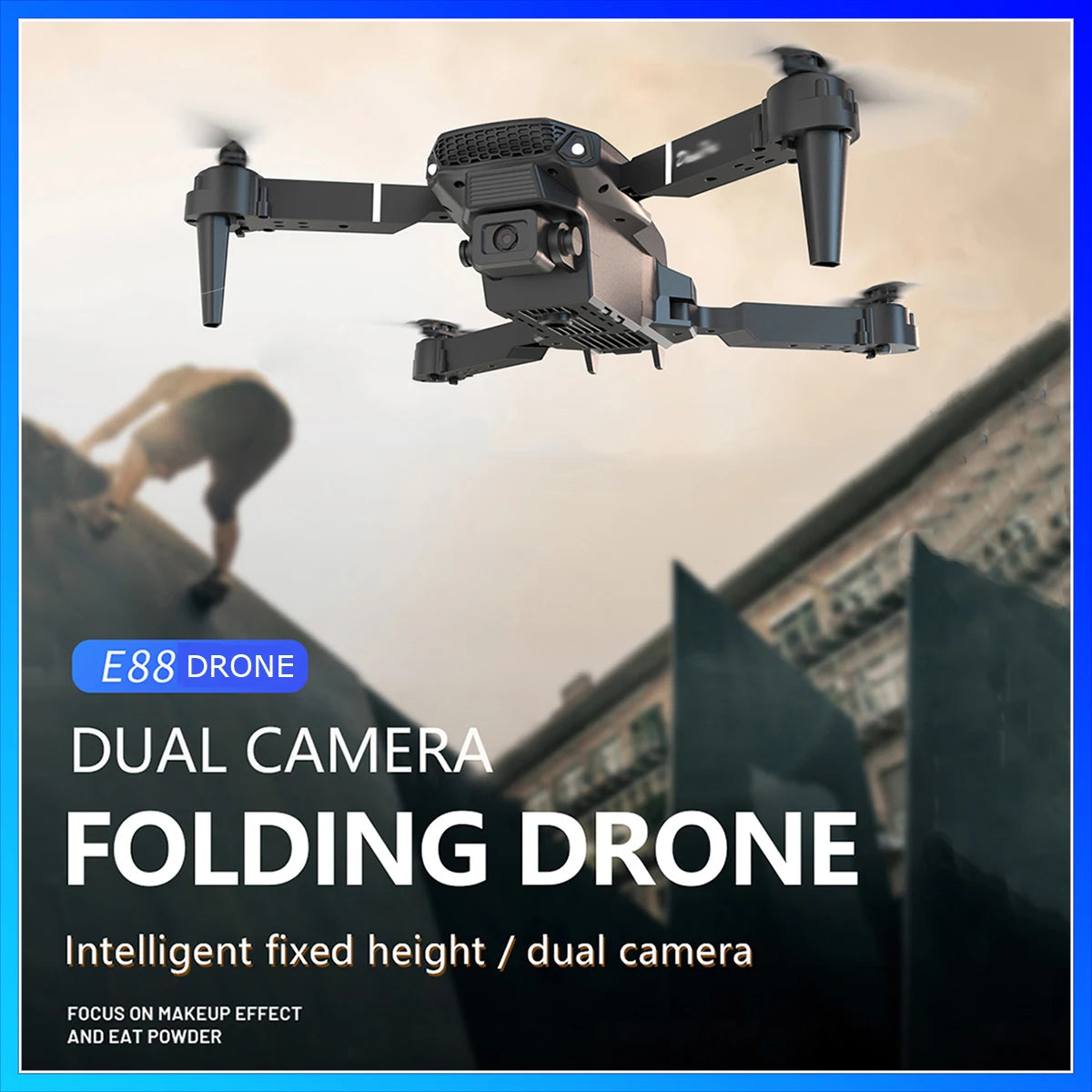 E88 4K Professional Drone, Wide-Angle HD Camera, WiFi FPV, Altitude Hold, Foldable RC Quadrotor Helicopter, Children's Toys (Camera Not Included)