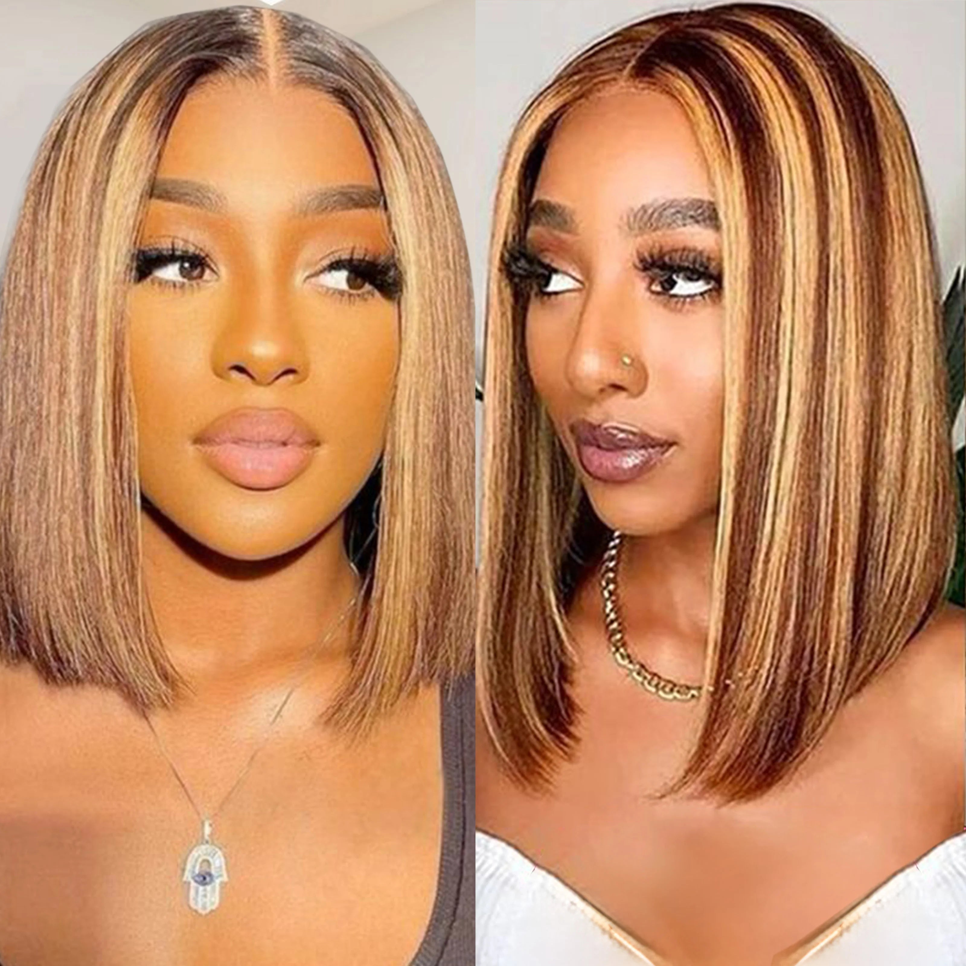 100% perruques de cheveux humains 13x4 dentelle cheveux humains dentelle frontale perruque prêt à porter Bob perruques 220 densité pour les femmes noires 4/27 couleur or
