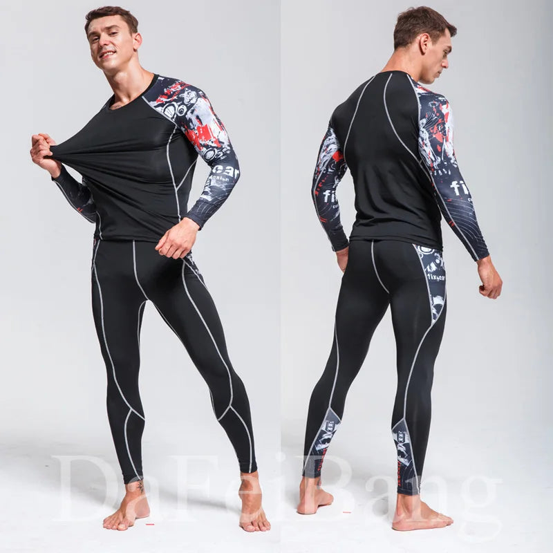 New Men's Thermal Underwear Sets, Compression Sports Suit, Sweat-Wicking, Quick-Drying Thermal Underwear, Men's Long Johns Sets