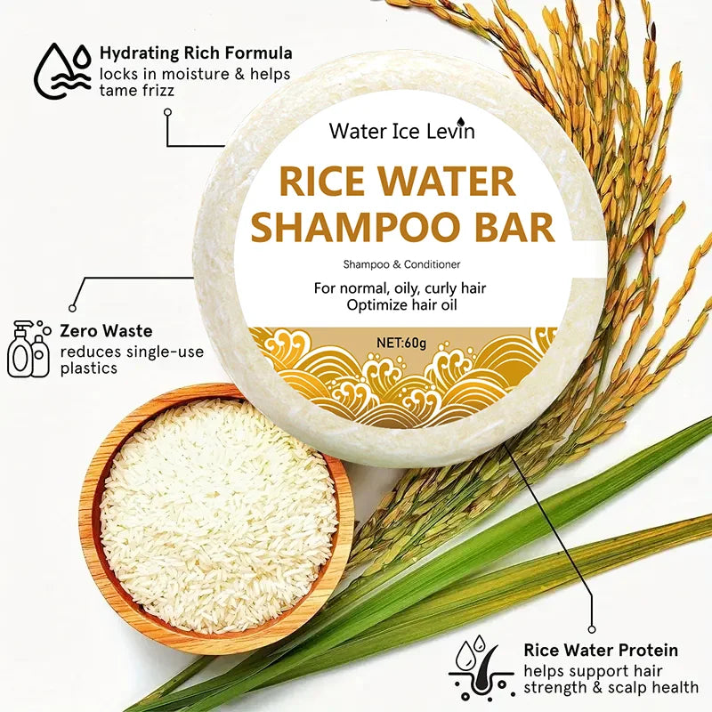 Shampoing au Riz Biologique de Regina, Barre de 60g, Sans Huile, Conditionnement, Eau, Nourrissant, Anti-perte, Croissance des Cheveux, 10000