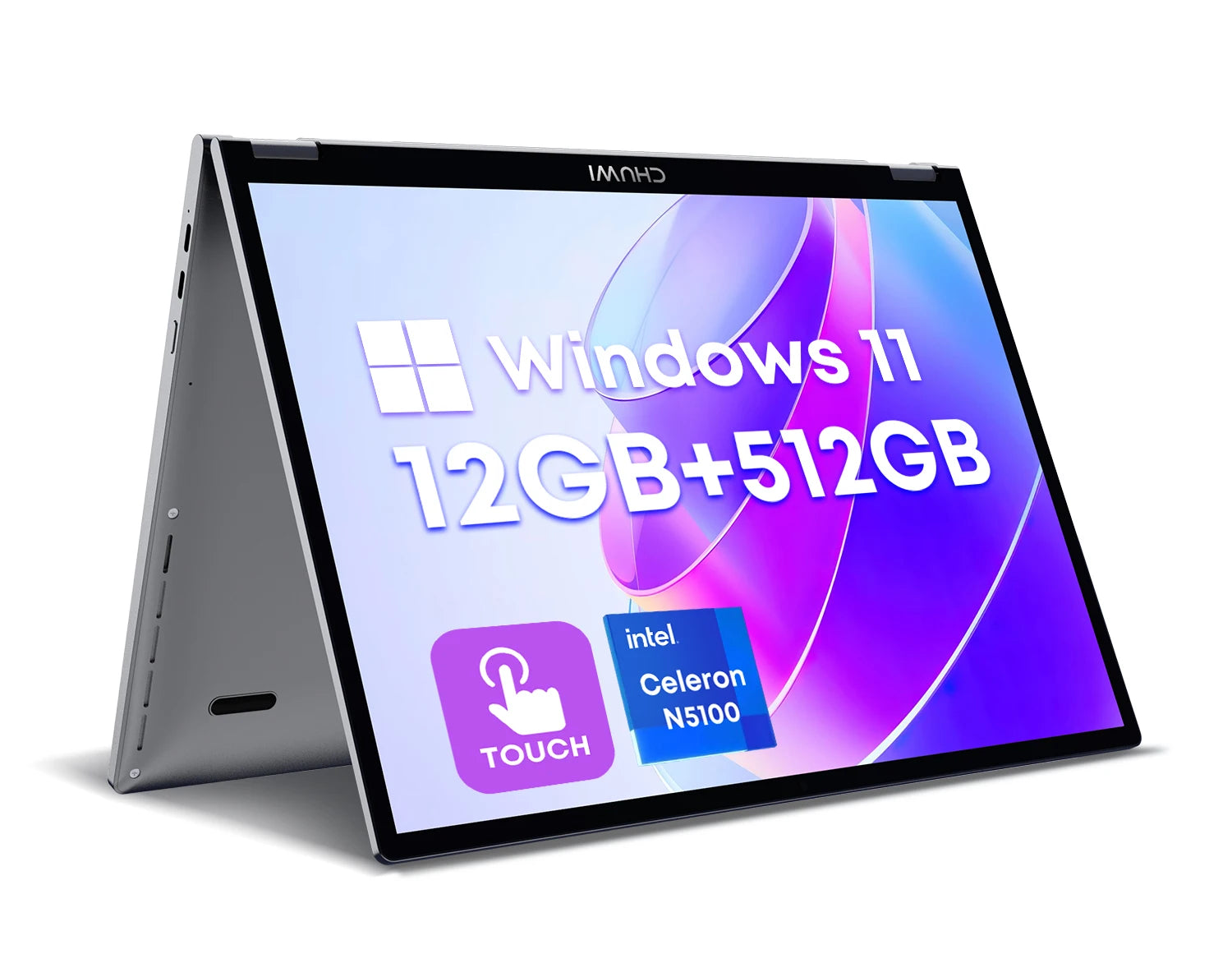 CHUWI MiniBook X Intel N150 10.51 pouces 2-en-1 tablette ordinateur portable 12GB LPDDR5 512G SSD Windows 11 ordinateurs portables Mini ordinateur portable 2K FHD WiFii 6