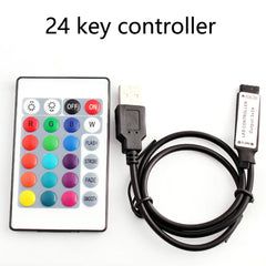 USB RGB LED Controller for 5V USB LED Strip Lights, Wireless IR RF Remote Control SMD 2835 5050 RGB LED Strip Controller