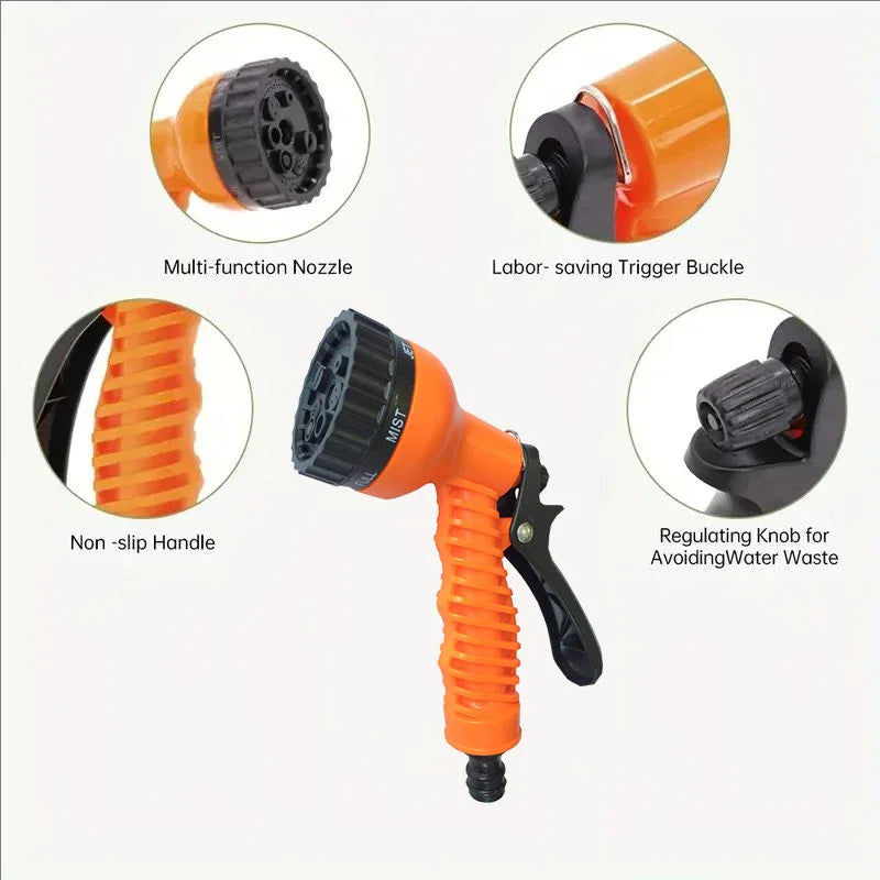 Tuyau magique extensible, lavage de voiture à haute pression, 7 fonctions de pulvérisation d'eau, pistolet à eau, tuyau d'arrosage de jardin domestique