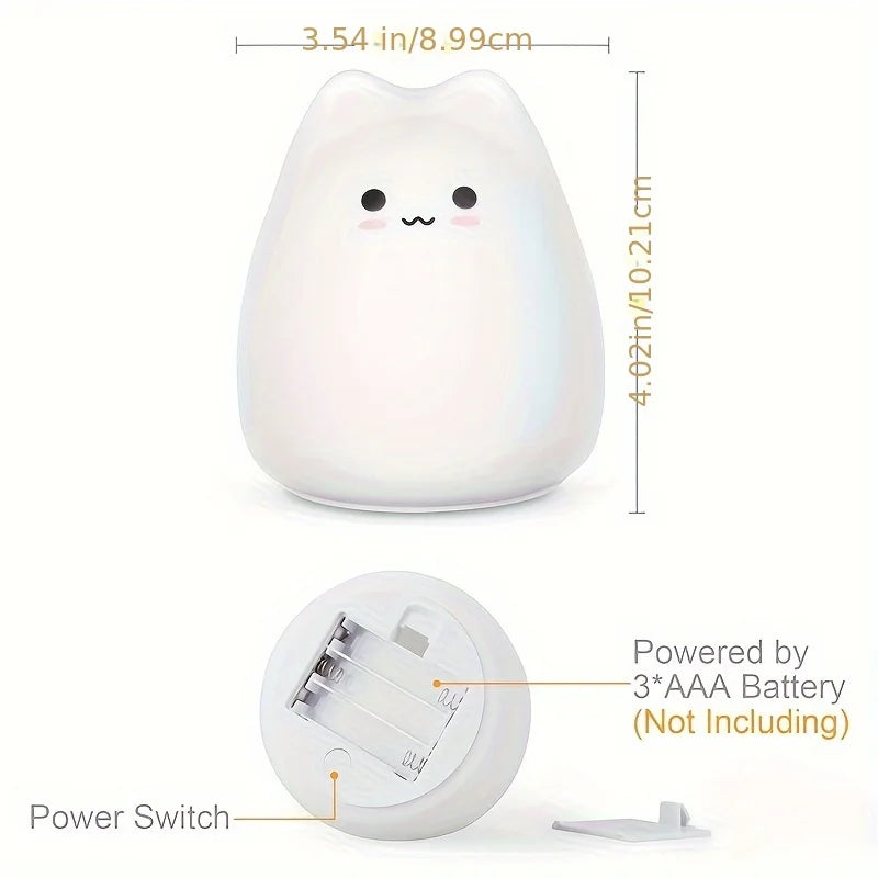 Veilleuse chat pour enfants lampe de nuit mignonne pour pépinière Squishy Silicone chat tactile lumières Portable cadeau pour enfants bébé enfants