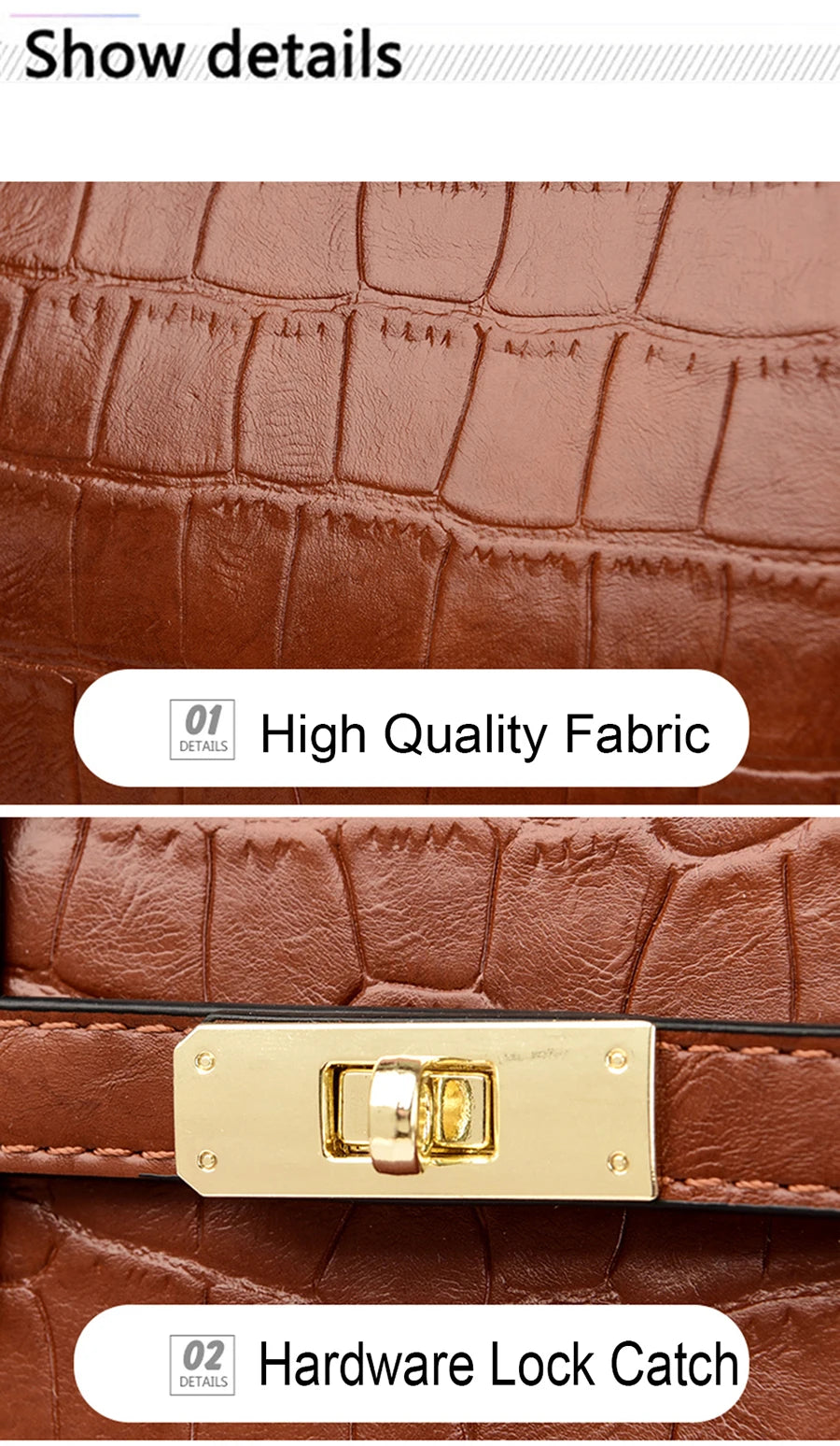 Famous brand women's handbags, high quality crocodile stripe three-piece designer shoulder bag/tote bag 