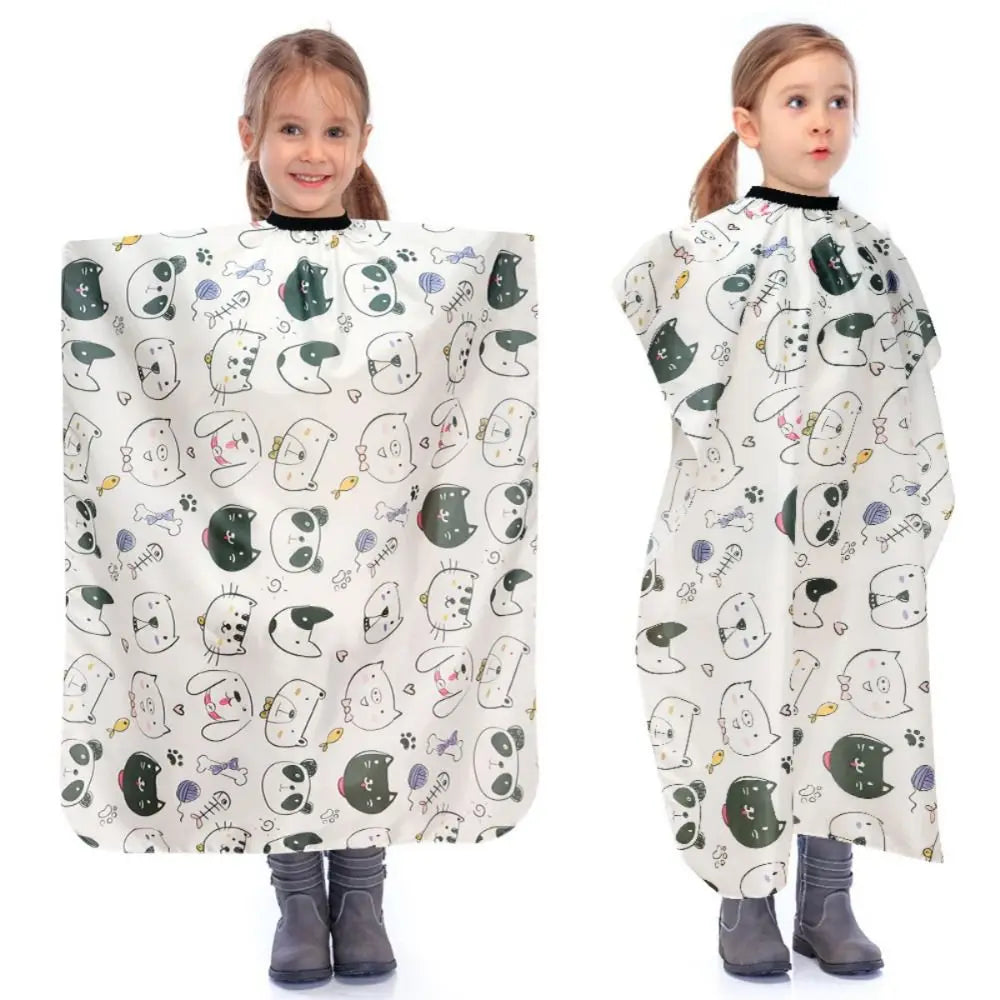 Cape de coupe de cheveux professionnelle pour enfants, dessin animé, enveloppe de barbier, Cape de coiffeur douce pour enfants, Animal Kawaii, robe de coupe imperméable