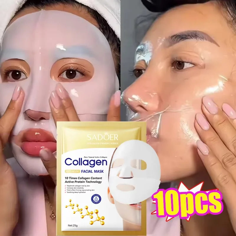 Masque Facial Anti-rides au collagène Bio, Anti-vieillissement, estompe les ridules, raffermissant, hydratant en profondeur, éclaircissant, réparation, soins pour la peau