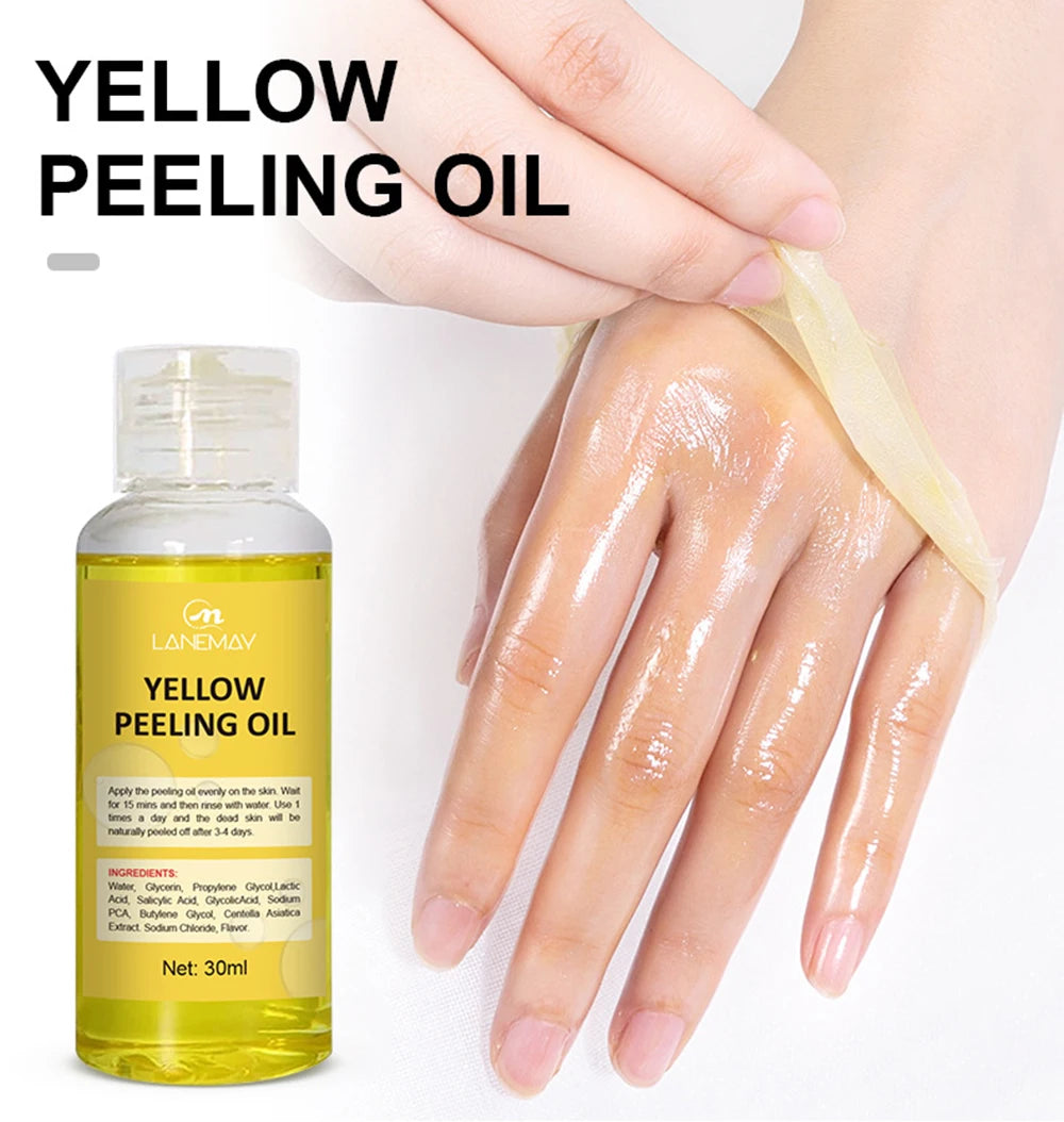 Huile de Peeling Jaune pour le Bain, Accessoire pour Blanchir la Peau Foncée, Éclaircir le Corps, les Coudes, les Genoux, la Main, Fréquence Exexponsive, Nourrir la Peau