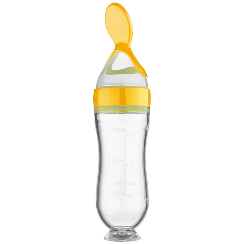 BiSantos à presser en silicone pour bébé, cuillère d'entraînement pour nouveau-né, mangeoire à céréales pour bébé, supplément alimentaire, ustensiles sûrs