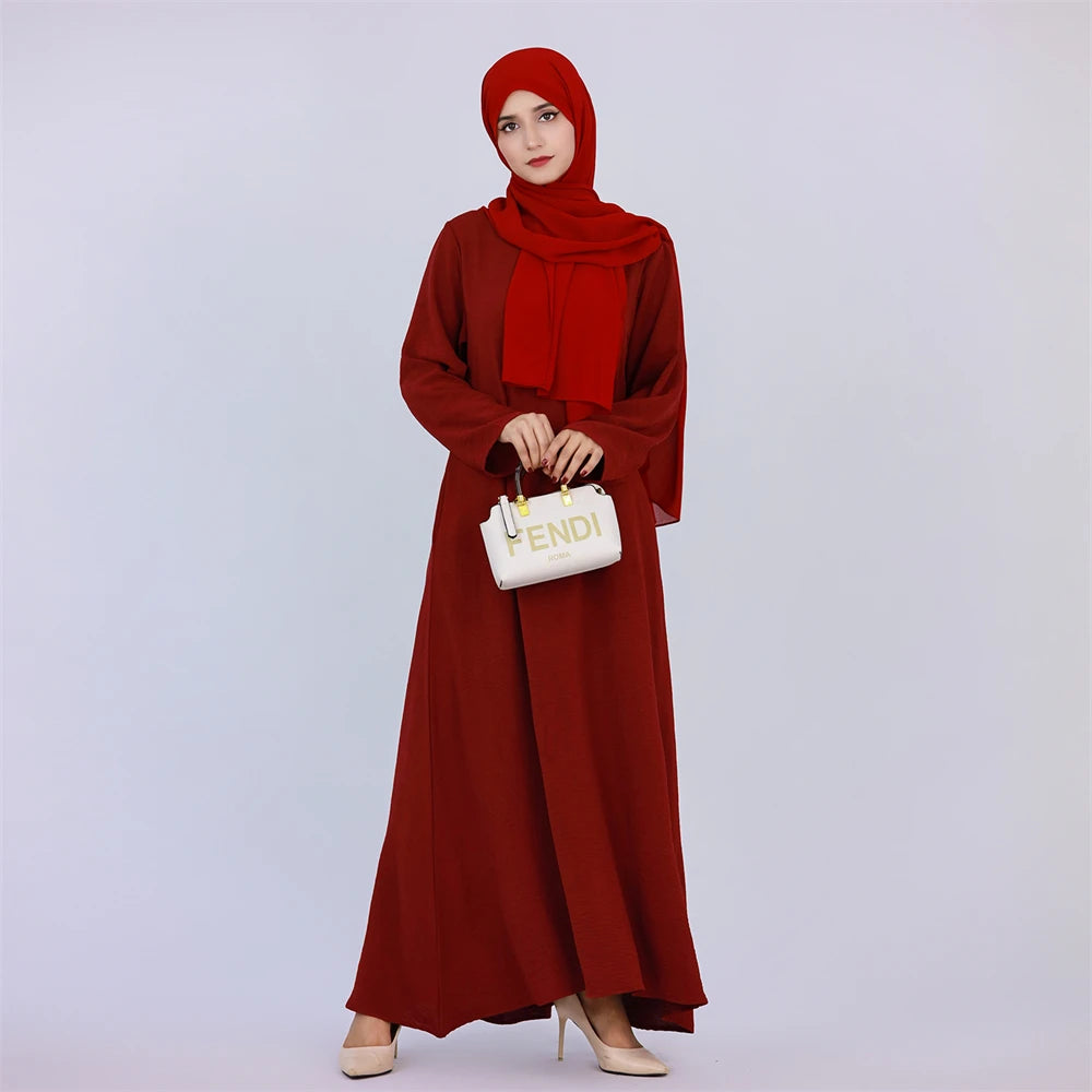 Noir blanc rose solide dubaï modeste sous Robe Abaya Islam caftan musulman avec poches robes pour femmes Robe Femme Musulmane