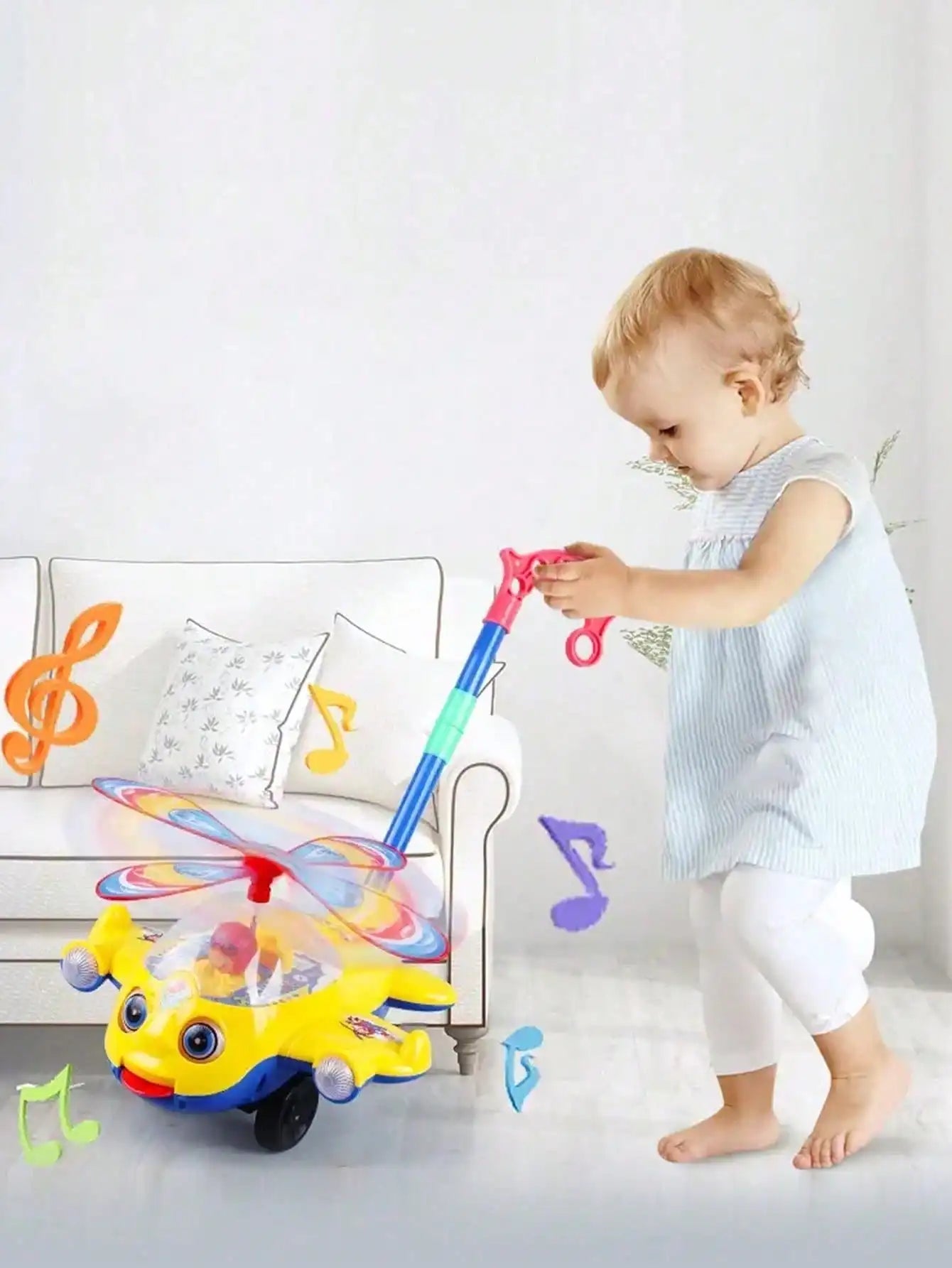Dessin animé avion jouet chariot jouet éducatif pour enfants en bas âge enfants apprentissage marche main pousser avion jouet pousser