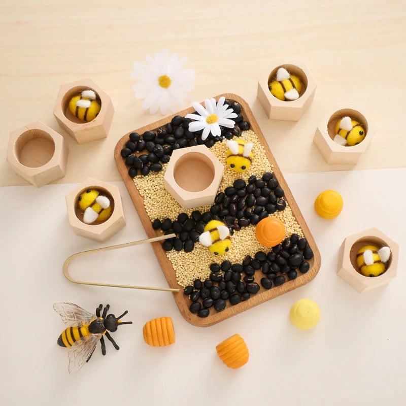 Puzzle en bois abeille jouets Montessori jouets pour bébé motricité Fine jouet bébé 0 12 mois jeux assortis jouets éducatifs précoces cadeau