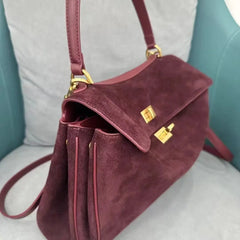 Sacs à main en cuir véritable pour femmes, fourre-tout en cuir véritable glacé, sac à bandoulière en daim marron pour dames, design moderne personnalisé
