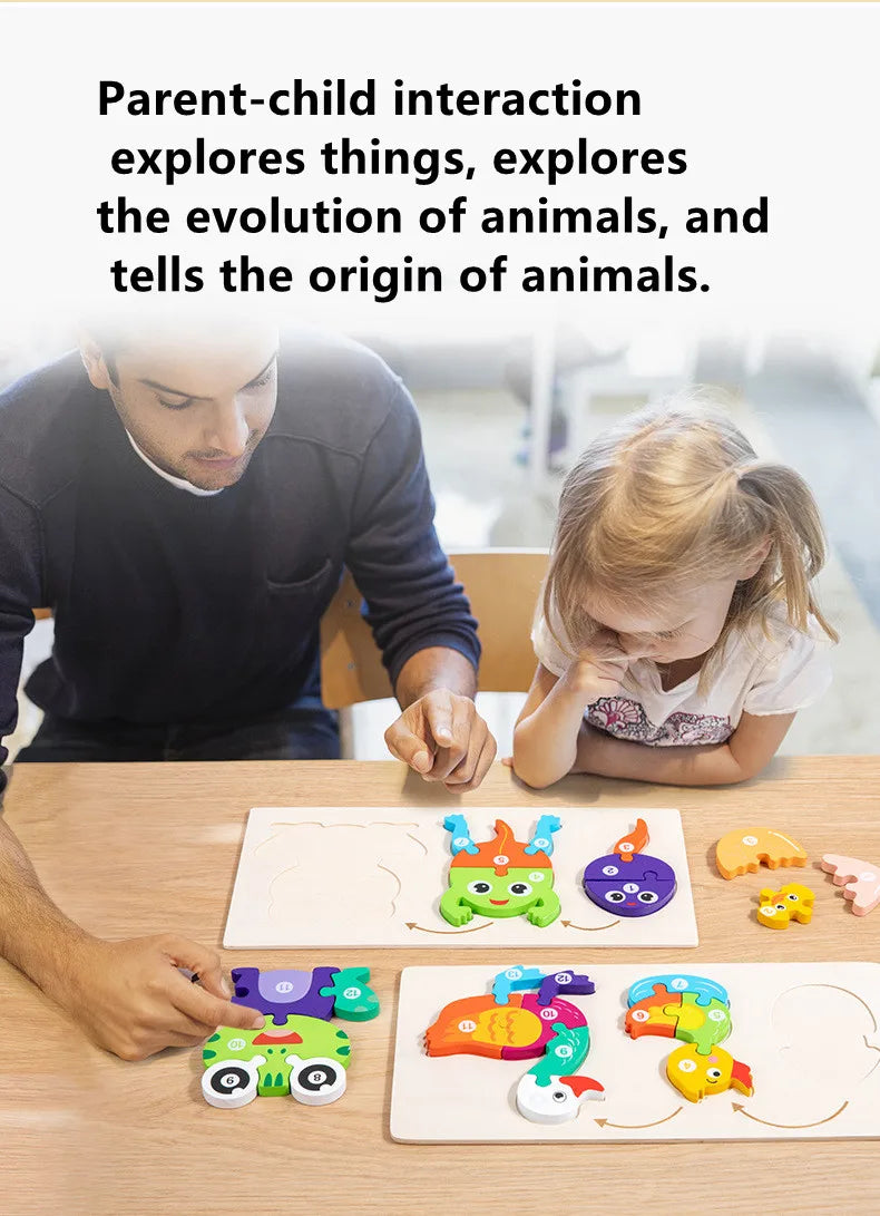Jouet bébé en bois Puzzle 3D jouets cycle de vie puzzle dessin animé Puzzle pour enfants bébé éducation précoce Intelligence pour les enfants