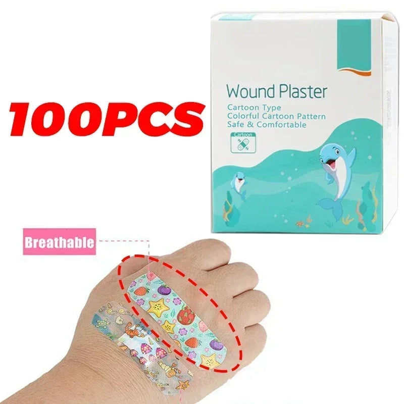 Bandages en vrac, dessin animé mignon, adhésif Flexible, 100 pièces, bandes médicales imperméables et respirantes pour enfants