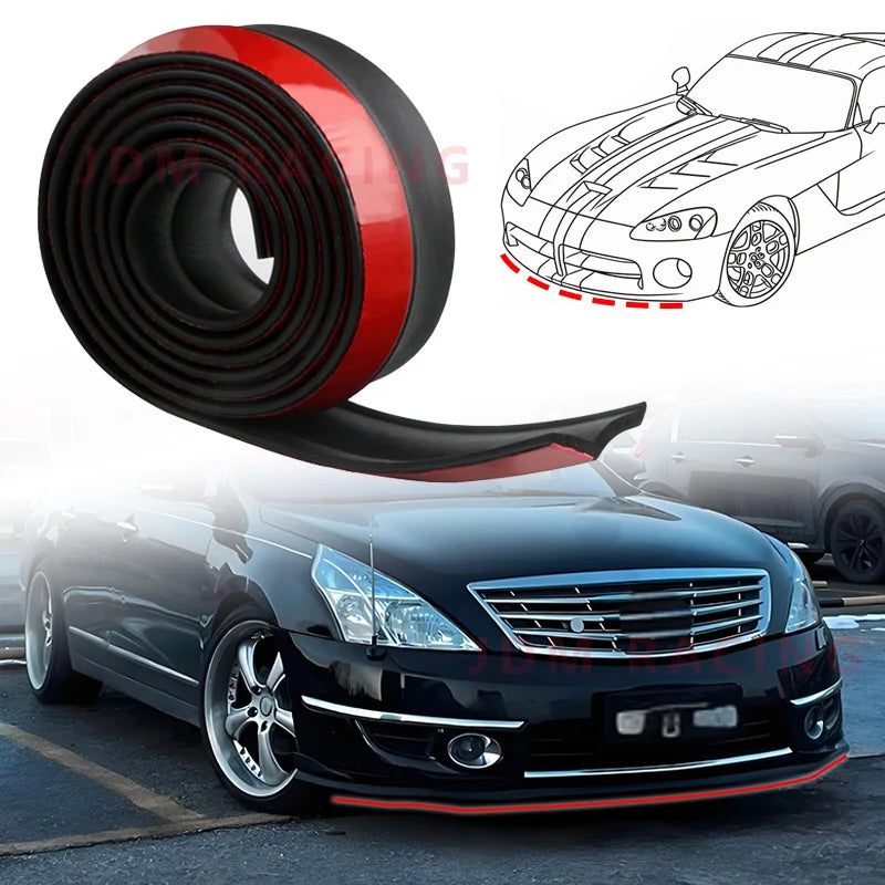 2.5m Black Universal Front Bumper Spoiler Lip Car Bumper Lip Protection Stickers Car Front Bumper Rubber Lip Car Bumper Protect