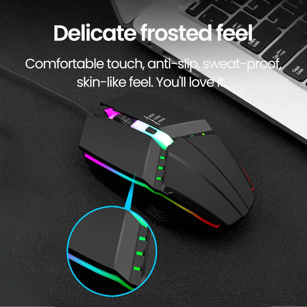 Elough souris filaire muet USB souris de jeu filaire pour ordinateur de bureau ordinateur portable bureau à domicile RGB LED lumineux rétro-éclairé souris jeu
