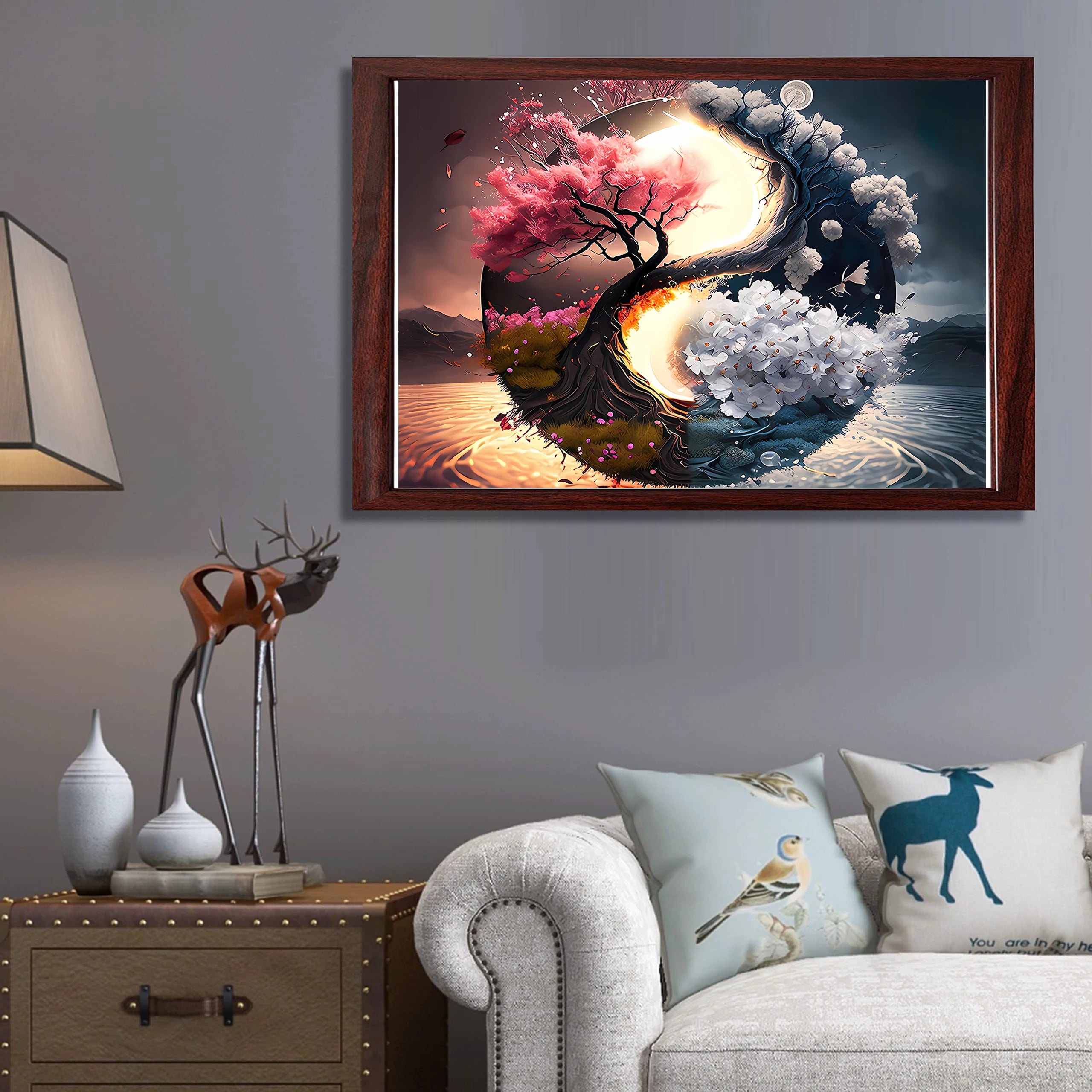 Puzzle en bois créatif Yin Yang soleil, lune, arbre de vie, décoré à la main, amusant pour explorer les puzzle, jouets éducatifs, cadeau d'anniversaire