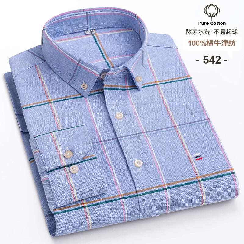 2024 mode hommes travail affaires marque Chemise hommes Plaid coton tenue décontractée chemises coupe ajustée à manches longues boutonné Chemise Homme
