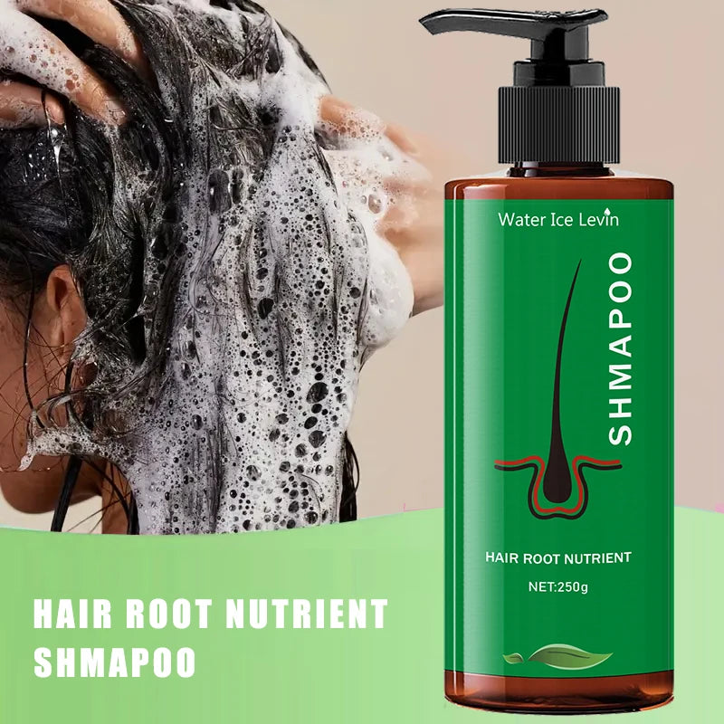Shampoing nutritionnel racine 250g, adapté aux types de cheveux normaux de formule hydratante, soins capillaires quotidiens, conception de bouteille lisse, ingrédients naturels