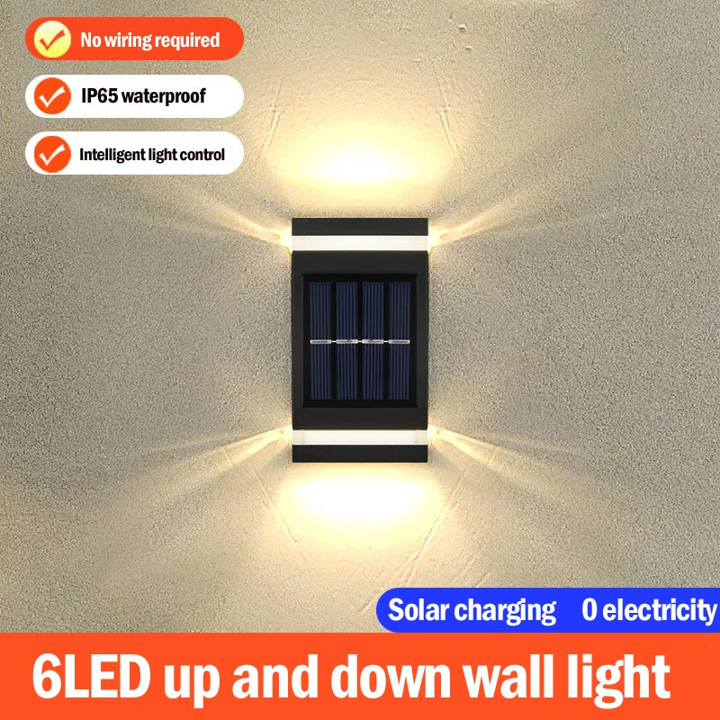 Lampe murale solaire extérieure étanche à énergie solaire éclairage haut/bas pour jardin cour décoration extérieure de la maison IP65 lumière de chemin solaire