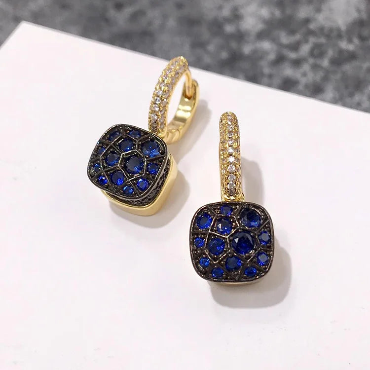 Boucles d'oreilles classiques en forme de bonbon, incrustation de Zircon, ruche en cristal, nid d'abeille, plaqué or, goutte d'eau, cadeau pour femmes, bijoux à la mode