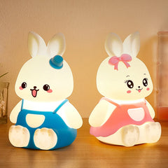 Veilleuses mignonnes pour enfants, 5 couleurs changeantes, lampe LED en forme de lapin en Silicone avec batterie, pour pépinière, enfants, bébé, Camping, décoration de maison