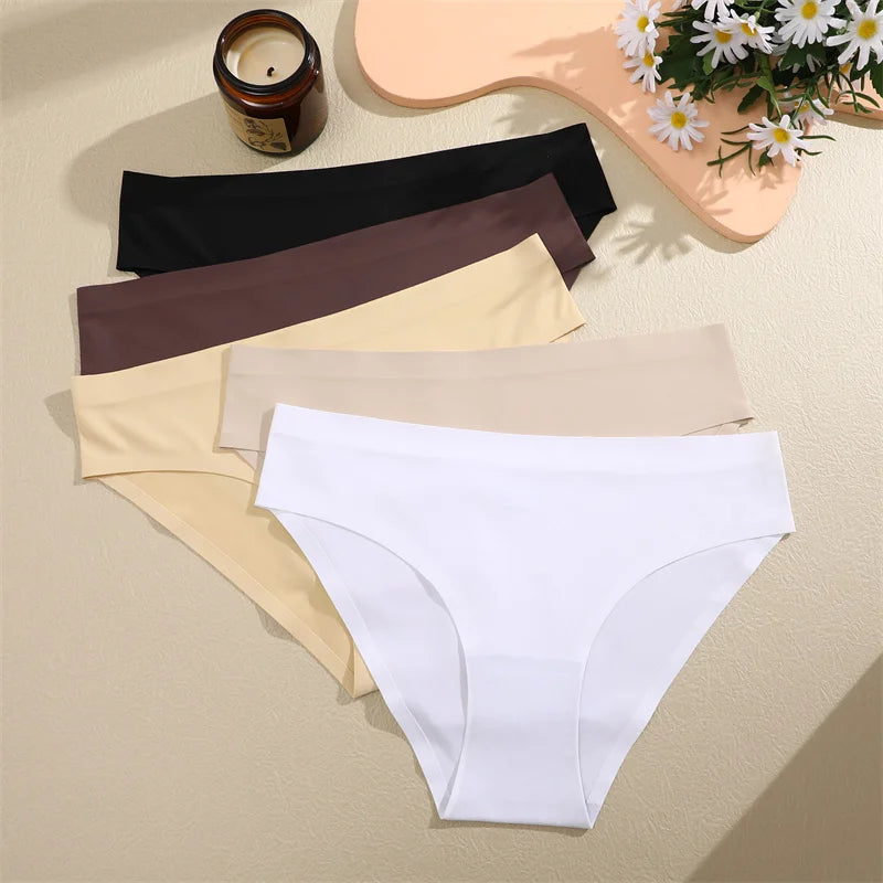 3 pièces/ensemble femmes culottes Sexy sans couture sans Trace sous-vêtements taille basse slips 9 couleurs unies respirant intimes Lingerie Ultra mince