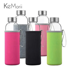 Bouteille d'eau en verre de 280ml/360ml/550ml, bouteille de Sport résistante aux hautes températures avec sac de protection, bouteille de boisson de voyage sans BPA