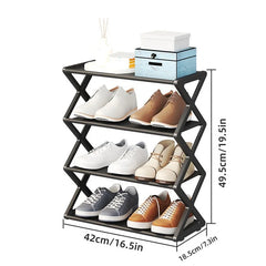 Organisateur de chaussures à 4 niveaux, étagère à chaussures pliable gain de place organisateur de rangement de chaussures debout pour placard couloir entrée chambre