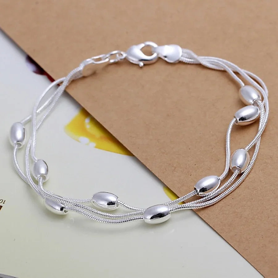 Produit de conception de mode beaux bijoux en argent Sterling 925 Bracelet de haute qualité chaîne de perles femmes dame mariage avec