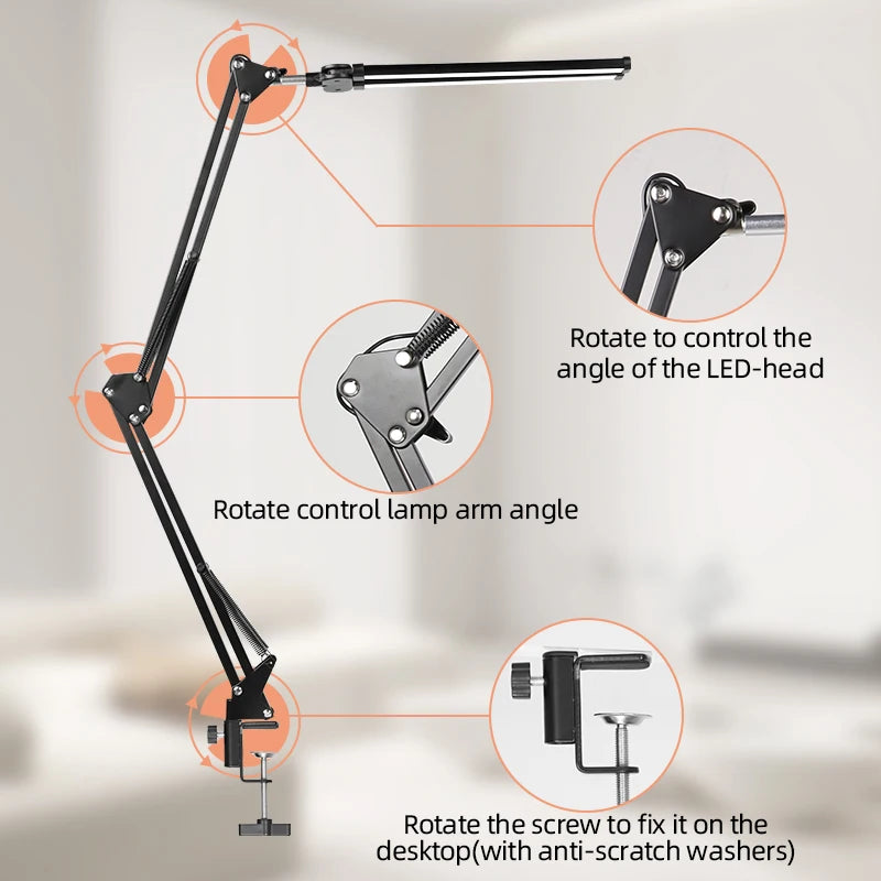 Lampes de bureau LED à double tête, lumière de moniteur d'ordinateur à intensité variable en continu, lampe de table USB pour étude de bureau, luminaire de lecture  lumiere bureau  lampe ecran ordinateur