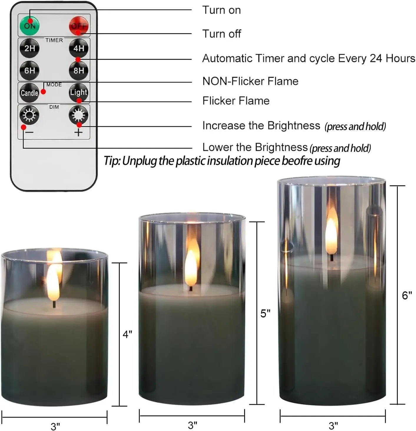 Bougies sans flamme 3D wick bougie LED électrique à piles avec télécommande pour fête hôtel mariage décoration d'anniversaire