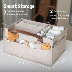 Panier de rangement en feutre pour bébé, panier de rangement pour pépinière, sac à couches pour nourrissons avec poignée, porte-mouche à langer pour enfants, grande poche