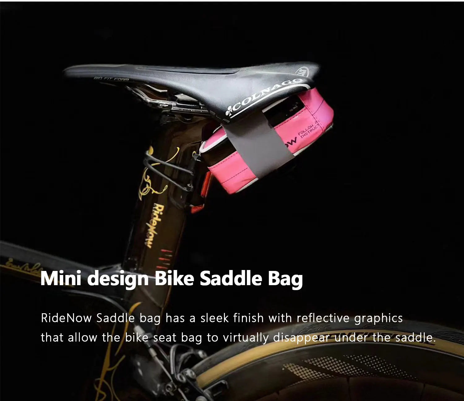 RideNow Matériaux recyclés Sac de vélo Sac arrière VTT Sac de selle de siège arrière de vélo de route Rapide détachable étanche Rangement de cyclisme