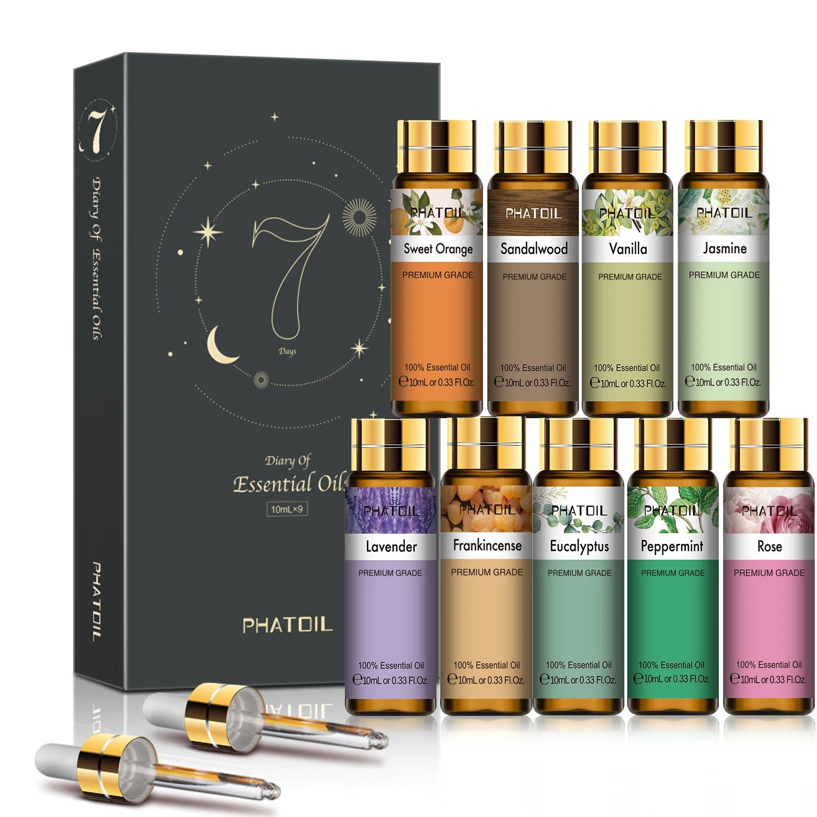 Pure natural gift set for humidifier and diffuser, essential oil set, Regina aromatic oil for skincare, DIY crafting, below, 10ml, 9 pieces