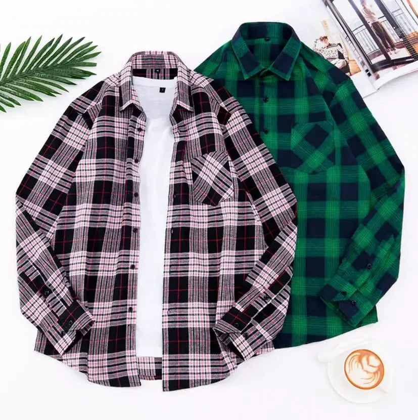 Chemise décontractée en coton à carreaux pour hommes, chemise habillée en glouton, manches longues, coupe couvertes, mode printemps et automne, 2025