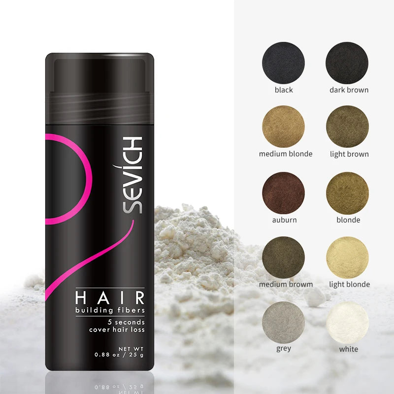 Sevich 25g fibres de renforcement des cheveux poudre produits de perte de cheveux extension chauve épaissir pot de pulvérisation de cheveux kératine