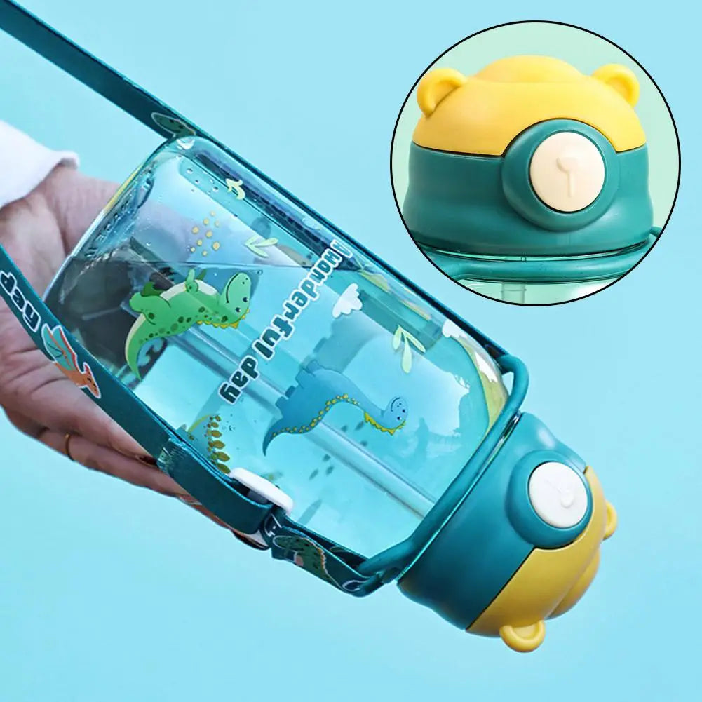 Bouteille d'Eau Portable avec Paille pour Enfant, Sans BPA, Étanche, pour l'Extérieur, 650ml
