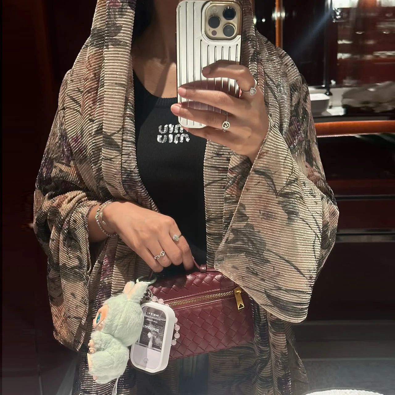 Luxury Dubai Women's Abaya Hijab Included Muslim Elegant Floral Print Pleated Open Long Sleeve Cardigan Caftan