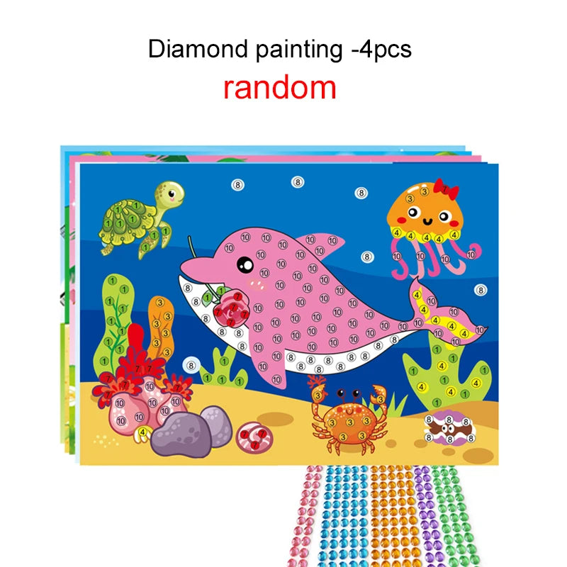 Enfants autocollants faciles à poser jouets bouton/pompon/diamant éducation précoce enfants Puzzle à la main peinture créative 3-6 ans cadeaux TMZ