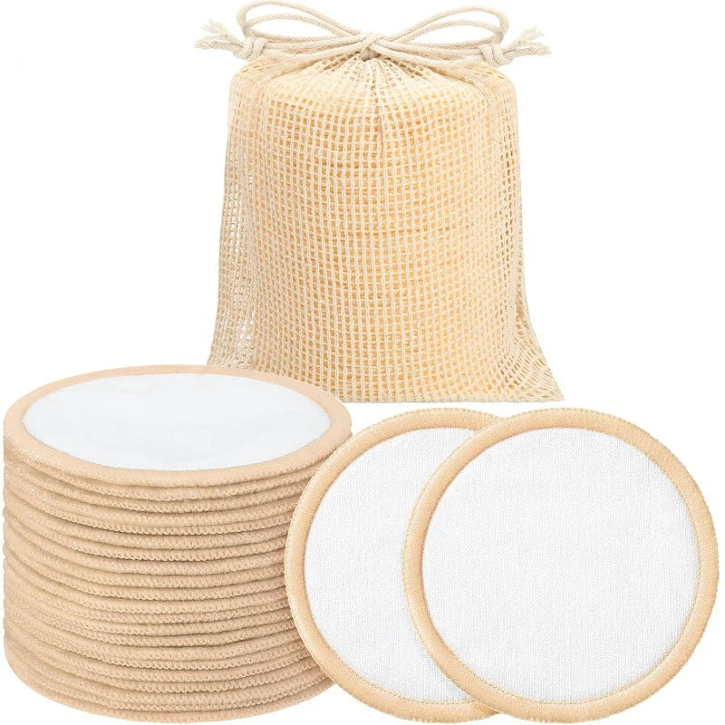Tampons Démaquillants Réutilisables, Ronds en Coton Naturel Lavable pour Types, Tampon de Maquillage Lavable avec Sac à illant, 10 Pièces