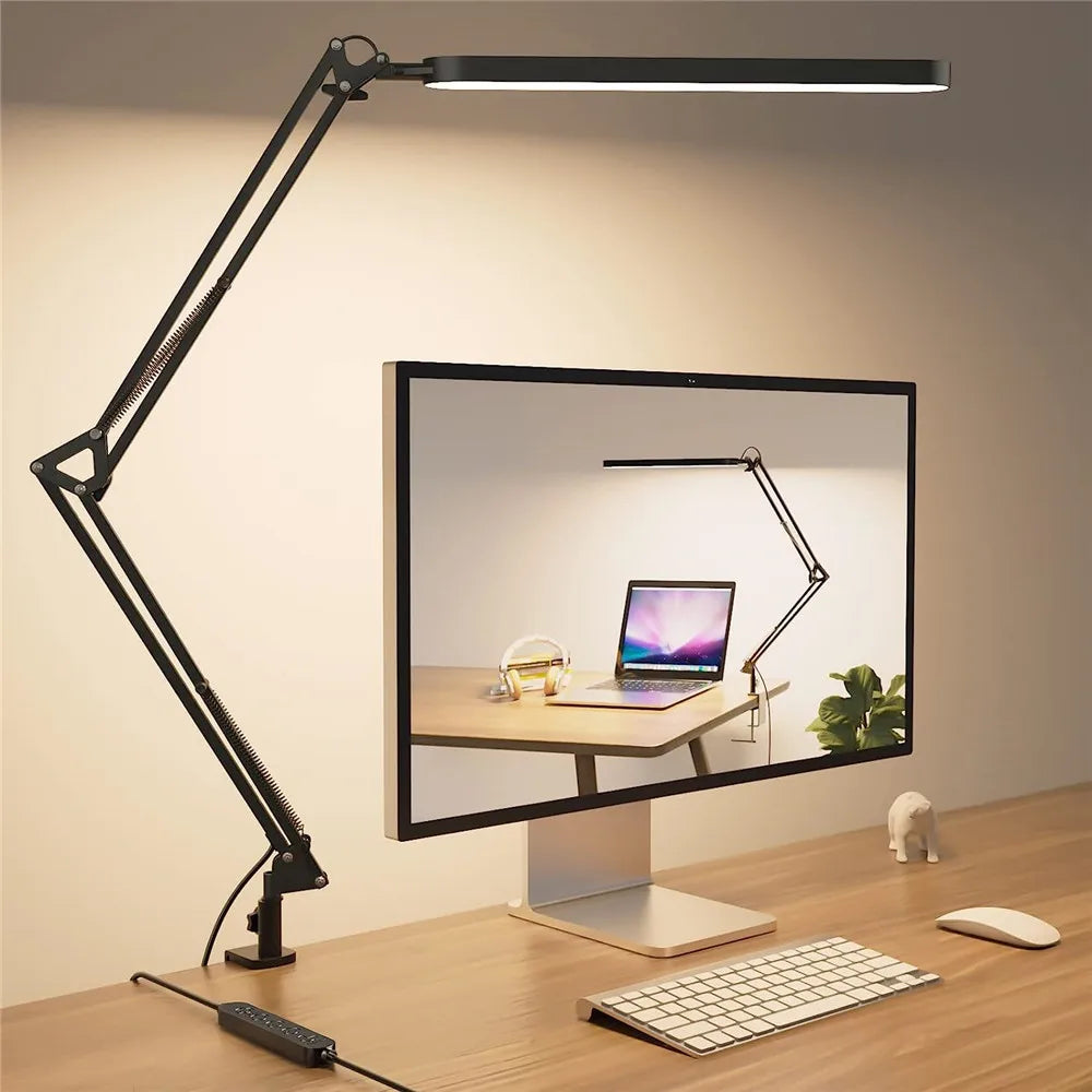 LED desk lamp, adjustable flexible reading lamp with variable brightness, 3 colors, 10 brightness levels, table lamp with memory function for the office